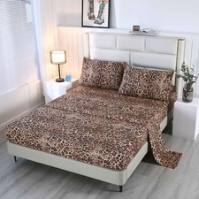 SDY 4PCS Leopard Bedding Sheets Twin Size Cheetah Print Sheet Set Included 1 ...
