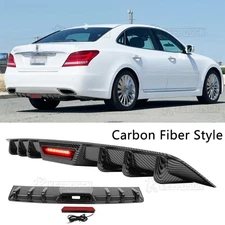 Carbon Rear Diffuser Bumper Spoiler Lip w/LED Lights For Hyundai Equus 2011-2016