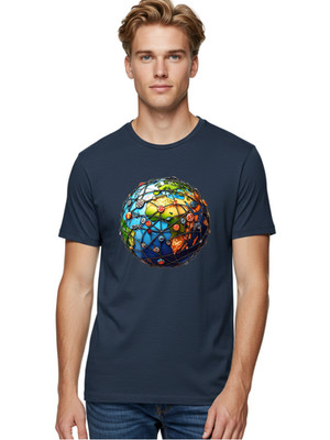 Global-Network Mens Graphic Tee, 100% Cotton, Casual Summer Wear