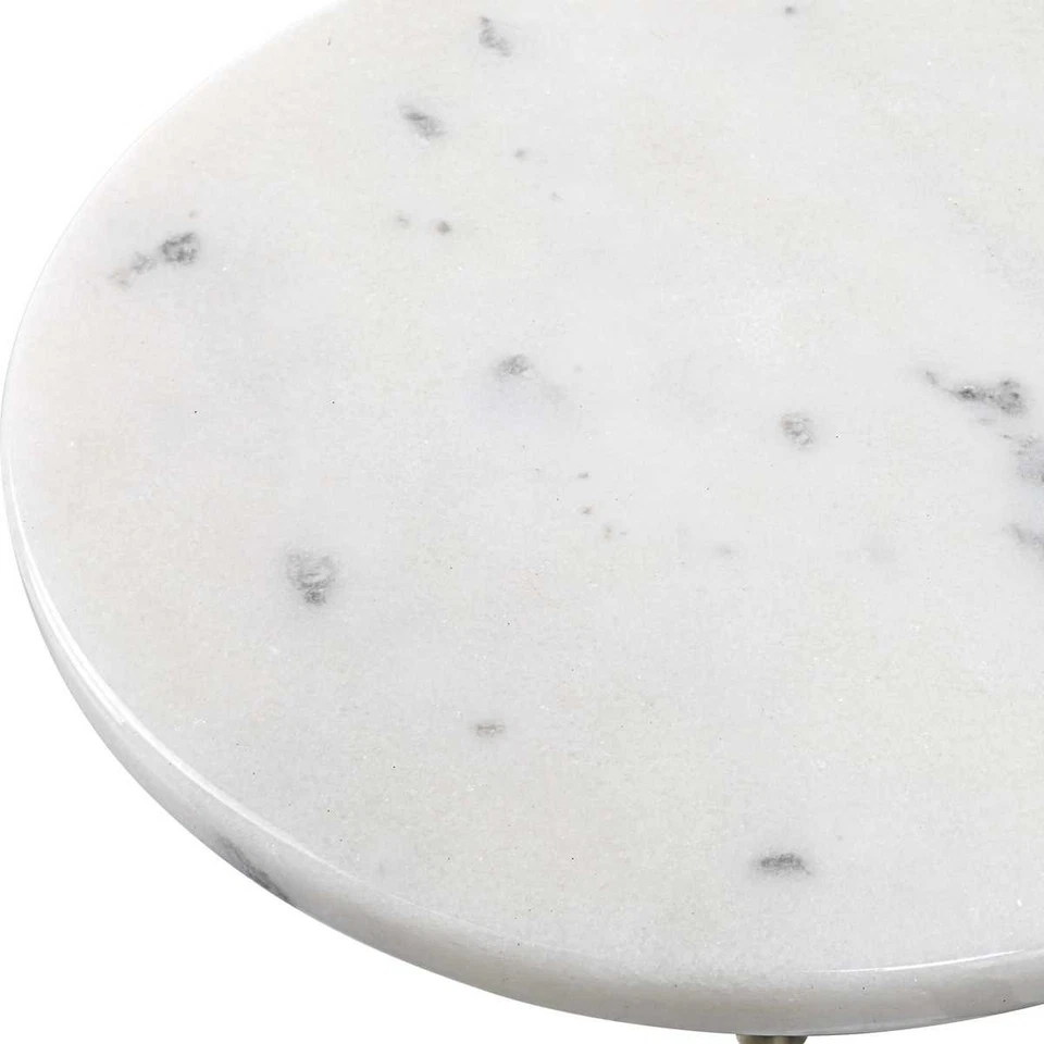 Mesa auxiliar o bebida con acento de hierro negro Sentry + tapa de mármol blanco máximo 25231 Foto 3 de 4