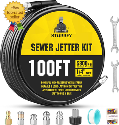 #ad Pressure Washer Drain Jetter – Sewer Jetter Kit for Pressure Washer 100Ft 1 4 In $73.38