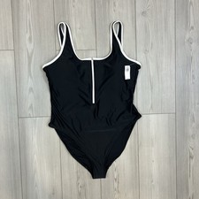 NWT Old Navy Comfortable Basic Half-Zip One-Piece Black Swimsuit for Women XL