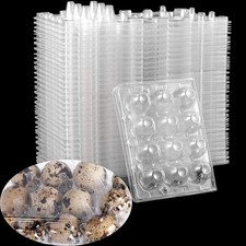 150 Pack 12 Cells Clear Quail Egg Cartons, PVC Stackable Egg Storage Box for ...
