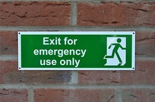 EXIT FOR EMERGENCY USE ONLY plastic sign or sticker 100x300mm fire safety door