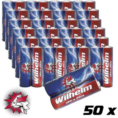 50 x Wilhelm Ultra Plus AA Mignon Alkaline Batterien im Shrink LR6