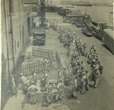 WWII Navy Soldiers Photo Arriving at a Dock Port Ships Snapshot Vintage