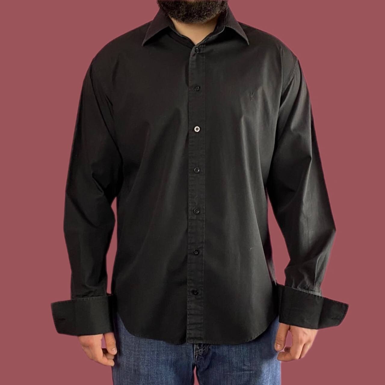 Camicia elegante Yves Saint Laurent vintage uomo polsino francese 42 L YSL manica lunga