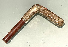 Vintage Antique 19C Gold Filled Parasol Umbrella Walking Stick Cane Handle Old