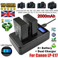 LP-E17 Battery +Dual Charger for Canon EOS 77D 200D 250D 760D 750D 800D M3 M5