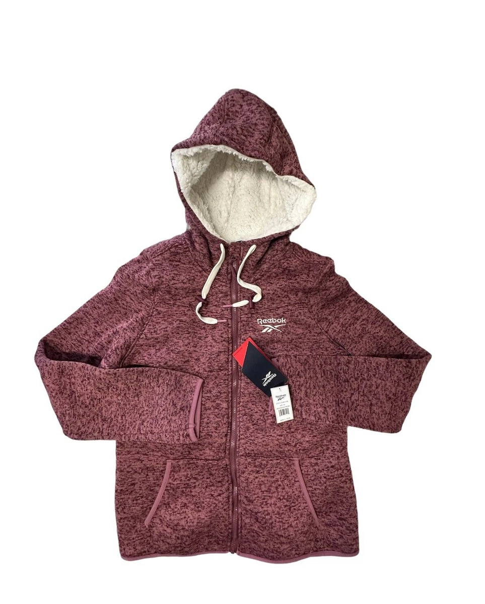 Reebok Sherpa Lined Sweater Fleece Jacket Women size L eBay
