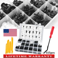 415pcs Car Plastic Rivets Fastener Fender Bumper Push Pin Clip Free Remover Tool