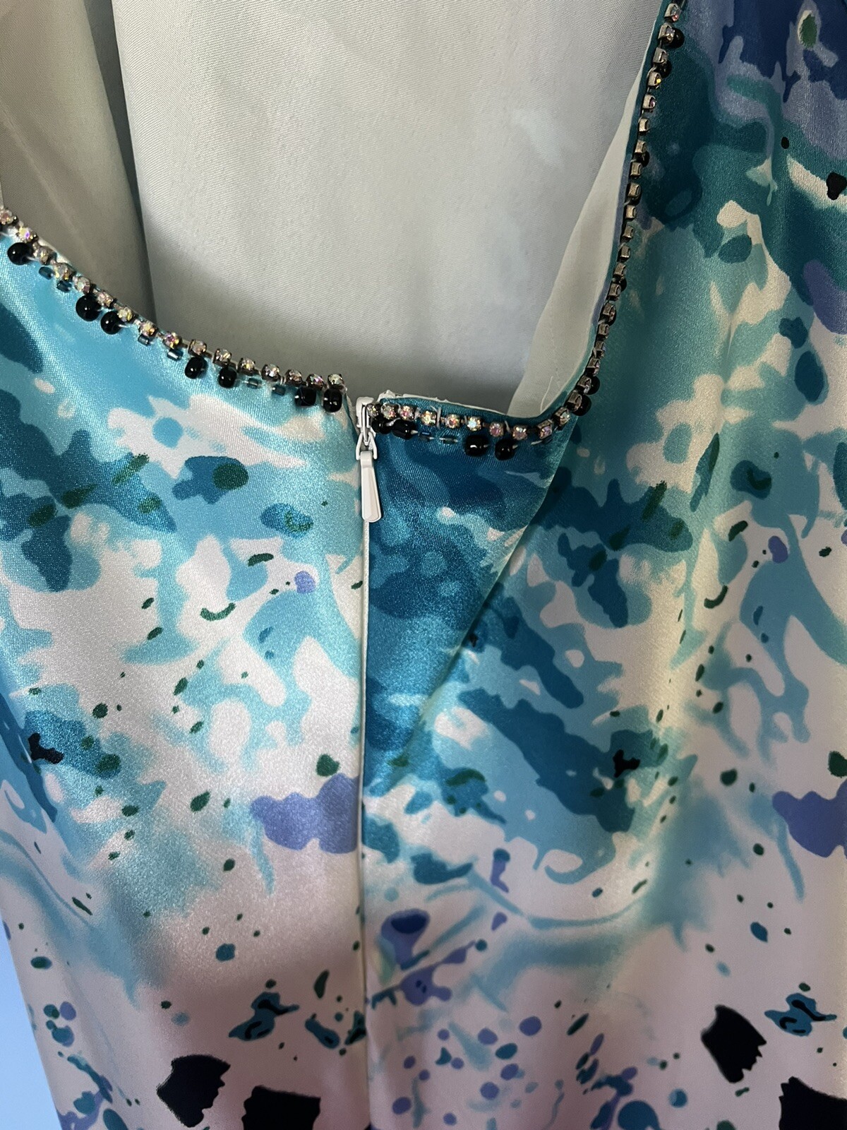 Xcite Strapless Blue Splatter Zebra Print Prom Dr… - image 6