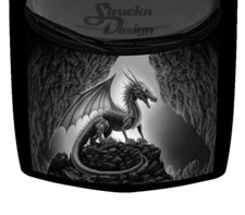 Grayscale Glow Grove Dragon Ominous Hood Wrap Vinyl Graphic Decal 58