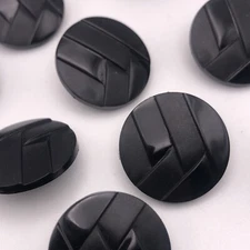 Vintage Black Round Shank Buttons Overlapping Parallel Lines 23mm Lot of 40 D813