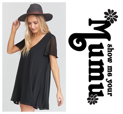 show me your mumu kylie mini dress Show Me Your Mumu Chiffon Kylie Mini Dress Womens L Large Sheer Black NEW  $136
