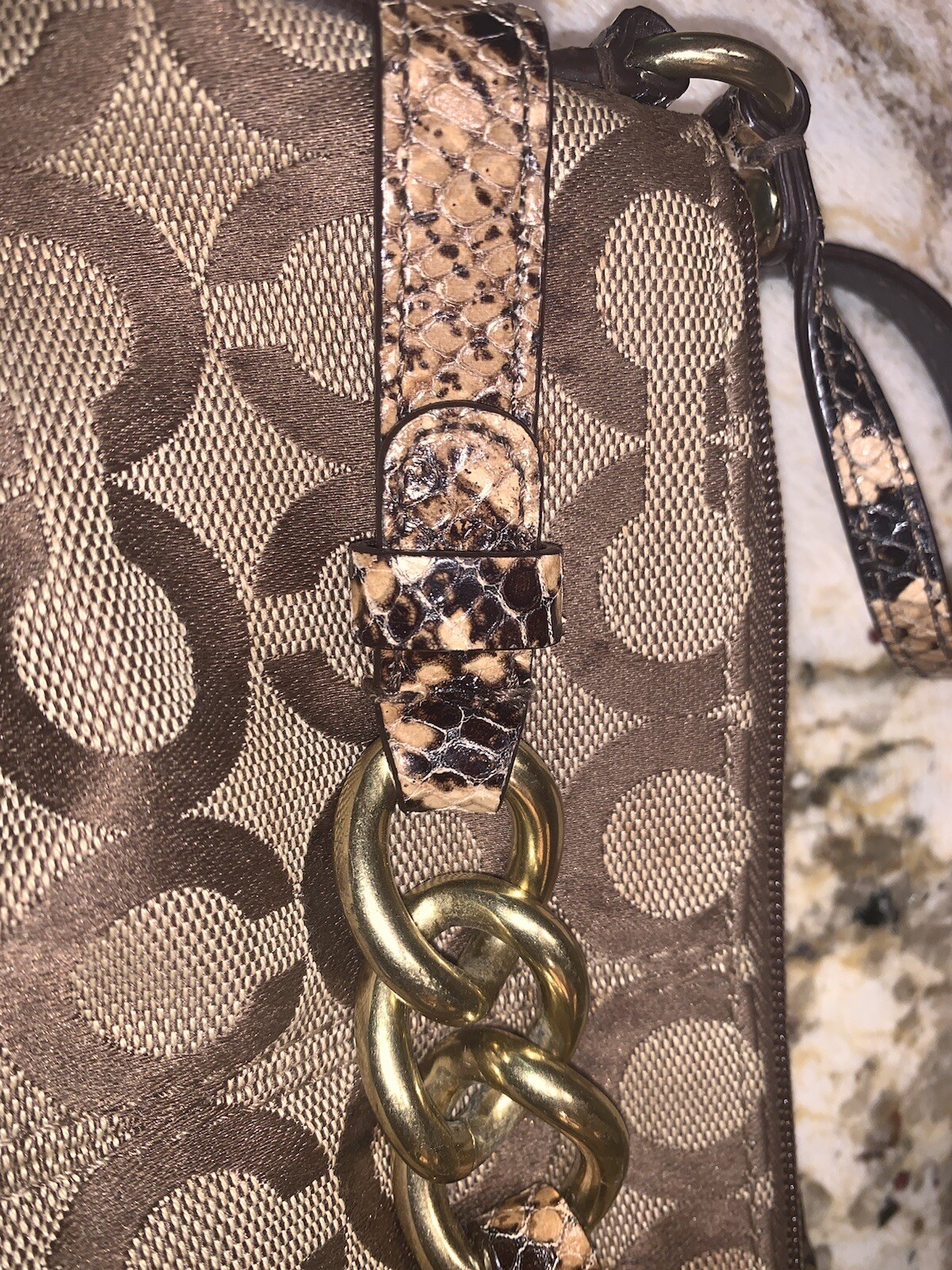 Coach Logo Python Chain Accent Wristlet Pouch Sig… - image 3