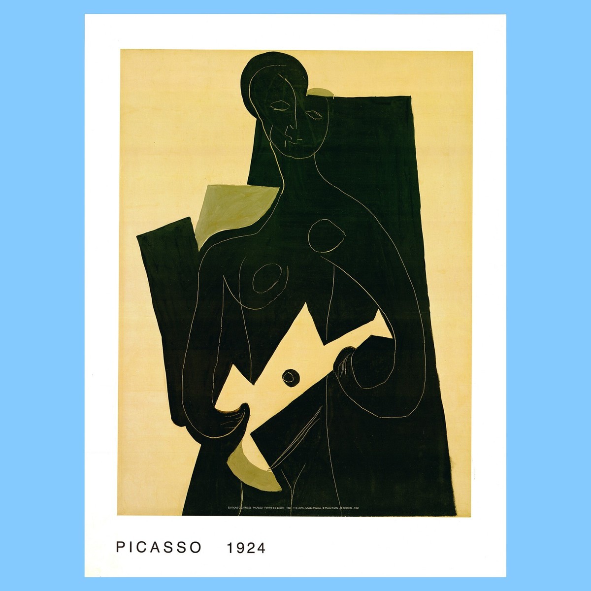 1924 Pablo Picasso Femme A La Guitare vintage art offset