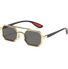 Flat pilot sunglasses men bimetallic punk shadow polygonal shadow