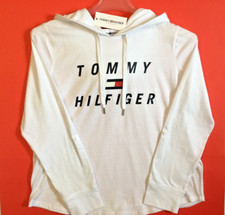 TOMMY HILFIGER Sport Womens Long Sleeve Pullover Hoodie Size LARGE White NEW