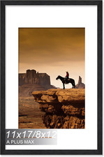 11X17 Picture Frame Black, Engineered Wood Frame Display Photo 8X12 with Mat or