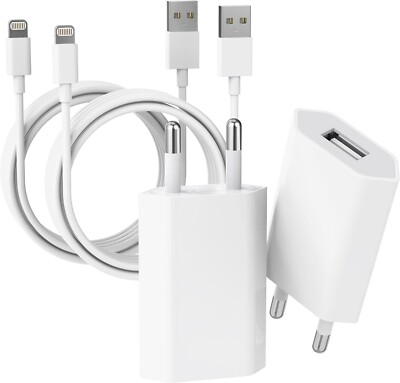 2x Netzteil + 2x 1m Ladekabel iPhone 7 8 X XS 11 12 13 14 Pro Max Power Adapter
