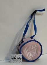 NWT Pacifier Holder Pink W/ Blue Zipper  Strap Says Mother With All Your Heart