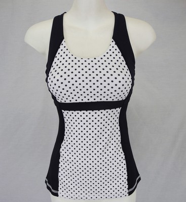 NEW LULULEMON FAST TRACK Tank Top 2 Mod Dot Printed Black White