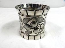 Antique Silver Plate Napkin Ring Cherry Berry Leaf Design Monogrammed E.E.K.