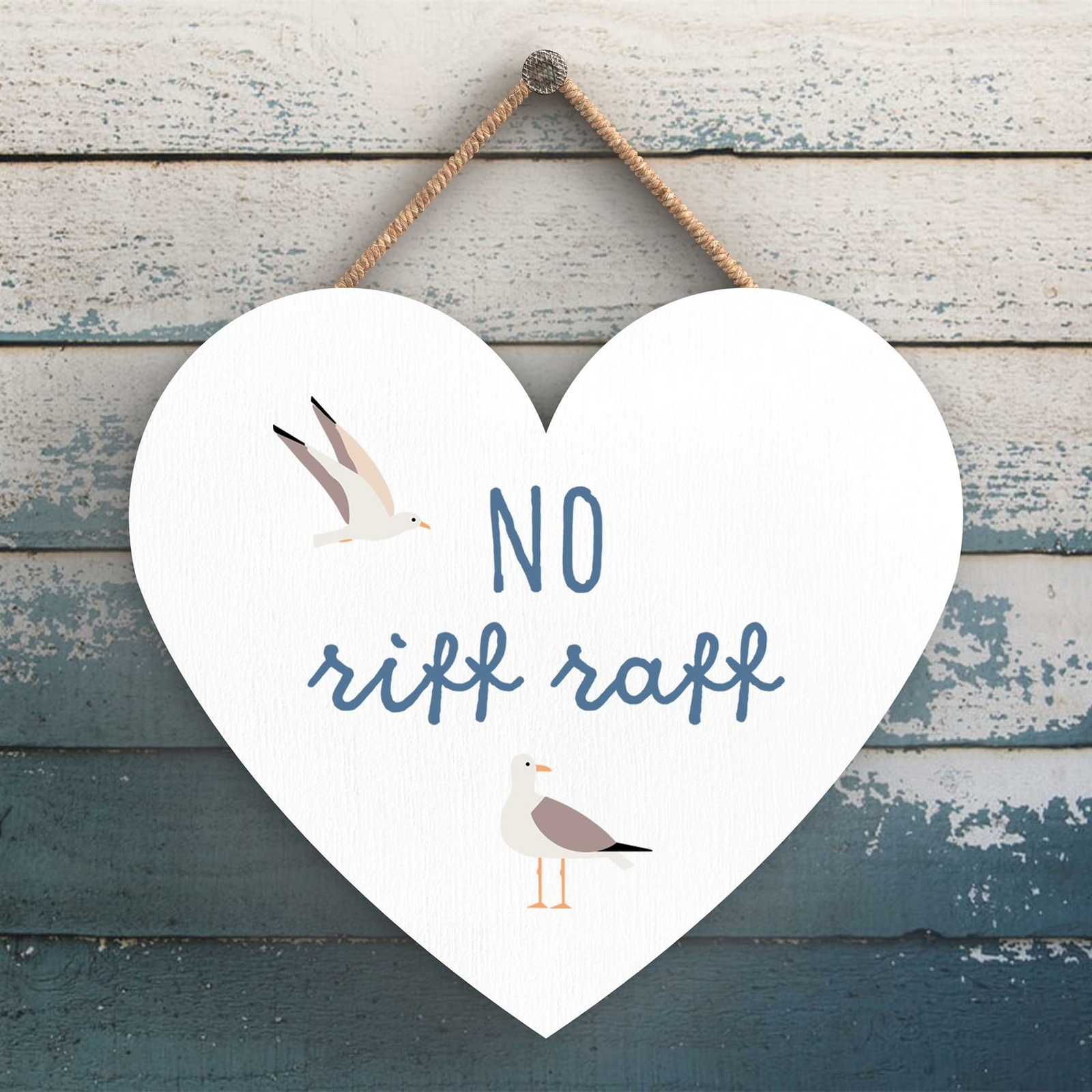 NO RIFF RAFF SEASIDE BEACH THEMED NAUTICAL HEART HANGING PLAQUE
