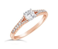 0.80 Ct Round Cut Lab Created Diamond Engagement Wedding Ring 14K Rose Gold
