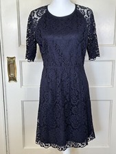 Madewell Women’s Magnolia Lace Dress Navy Short Sleeve Crochet 10