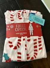NWT Falls Creek Christmas Pajamas XS 4/5 Pink Candy Cane Hooded Holly Berries