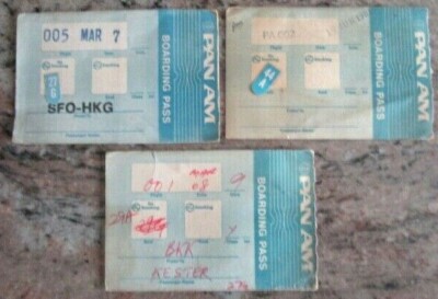 THREE PAN AM Airlines 1981 US Boarding Passes - E7G