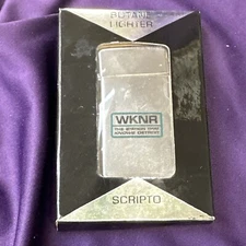 Vintage DETROIT WKNR RADIO Butane Lighter NIB By Scripto