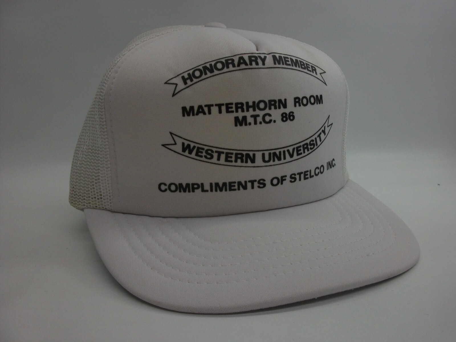 Matterhorn Room 86 Western University Stelco Hat VTG White