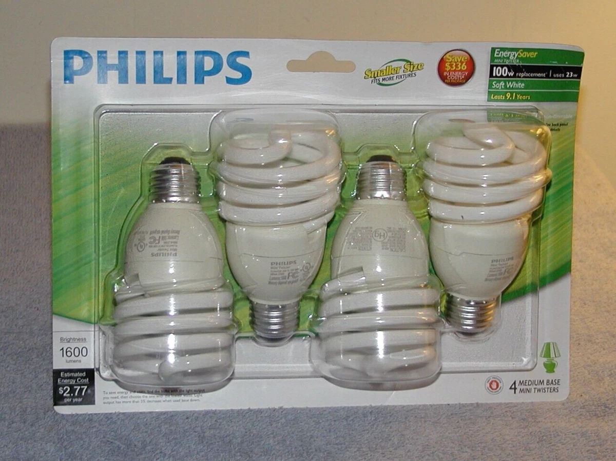 Philips 23W Mini Twister Medium Base Light Bulbs 100W Replacement