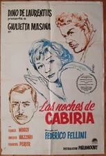 1957 NIGHTS OF CABIRIA Fellini Giulietta Masina 1SH MOVIE POSTER Rare ED Dif ART