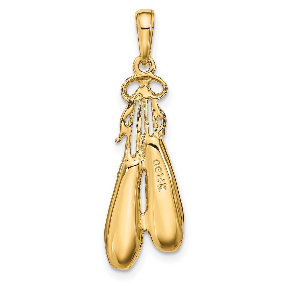 PANTOFOLA D’ORO Ciondolo pantofole balletto tridimensionali oro giallo 14 carati massiccio satinato lucido