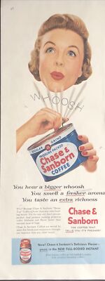 1955 Chase & Sanborn Coffee PRINT AD Pressure Packed Can - Whoosh VTG 1950s