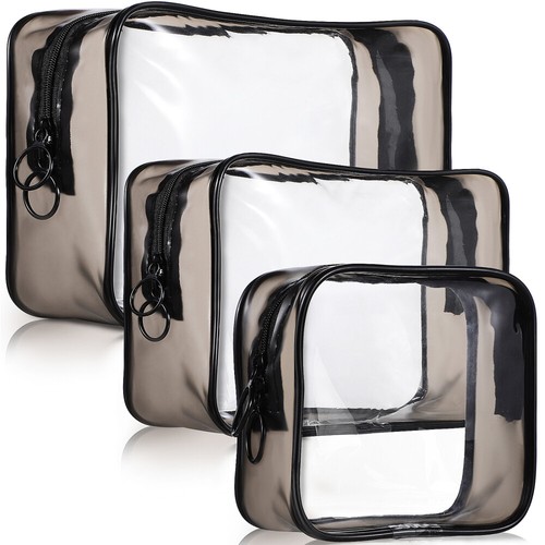 3 Pcs Makeup Storage Bag Vacation Travel Unisex Toiletry Plastic Bags