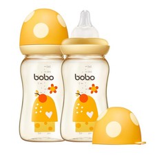 2 PCS PPSU Baby Bottle Wide Neck Yellow Newborn AntiColic Nipple 8.8 Oz