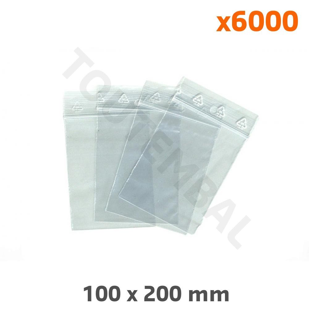 Sac plastique zip 100x200 sachet transparent emballage étanche pour petit objet x6000
