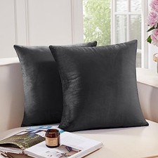 Decorative Velvet Throw Pillow Covers with 26" x 26" Pack of 2 Dark Grey