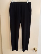 Nili Lotan Elastic Waist Tapered Full Length Pants Black Size 8 Made In USA