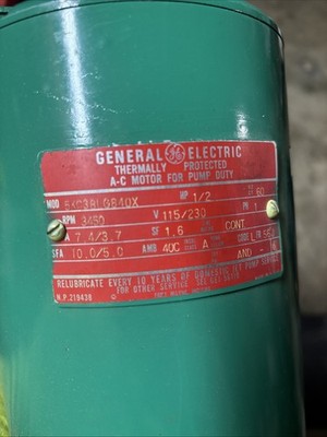 GE 5KC38LG840X  1/2 HP Direct Drive Motor 115V  3450 rpm