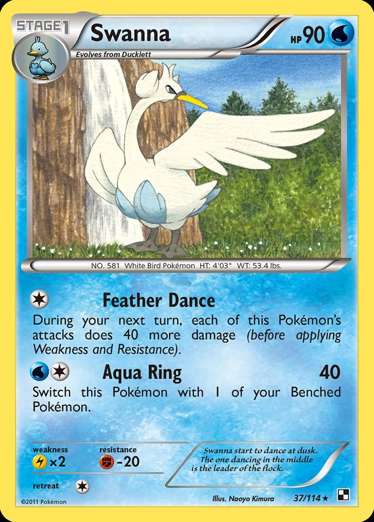 Pokemon Swanna (37/142) Black & White MP REVERSE HOLO