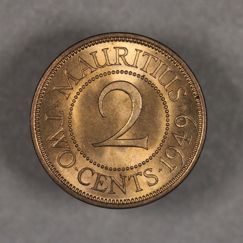 1949 Mauritius 2 Cents Uncirculated