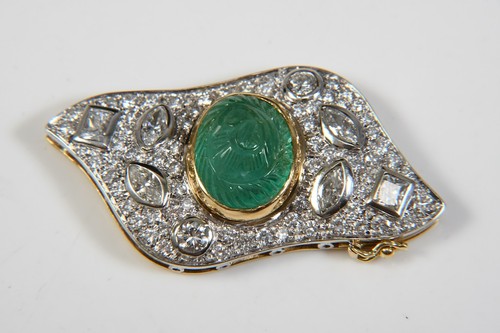 N92N18- Gold 750 18kt Schließe nat. Diamanten ca. 4,86ct Smaragd ca. 7,5ct - Bild 4 von 12