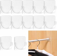 12 PCS Shower Rod Holder Tension Rod Holder Transparent No Drilling Curtain Rod