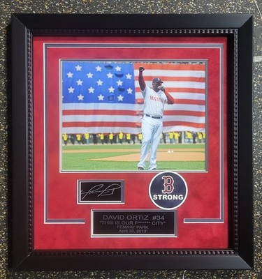 David Ortiz -8x10 Red Sox - Framed Photo, 13x14, W Facsimile  Engraved Autograph